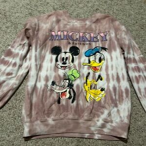 Pink and white tie dye Mickey Mouse crewneck